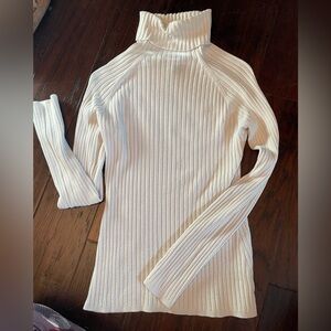 INC International Concepts Cream Ribbed Turtleneck Sweater
